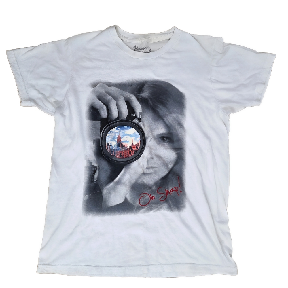 White vintage 90s "Oh Snap!" graphic tee w unique back print Men's Tshirt size M